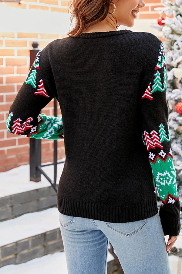 Multicolor Snowflake & Dinosaur Print Christmas Sweater