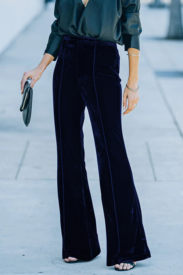 Perfect Glam High Rise Velvet Flare Pants