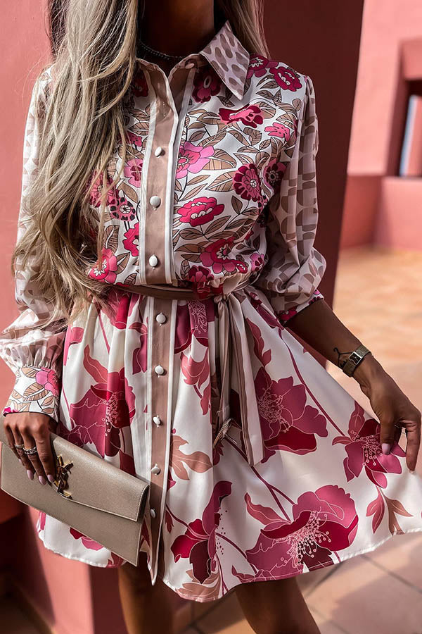 Beyond Chic Gorgeous Flowers Shirt Dress