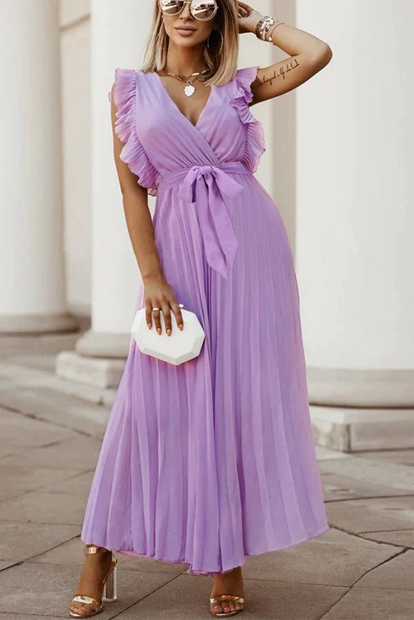 Lost Soul V Neck Pleated Maxi Dress