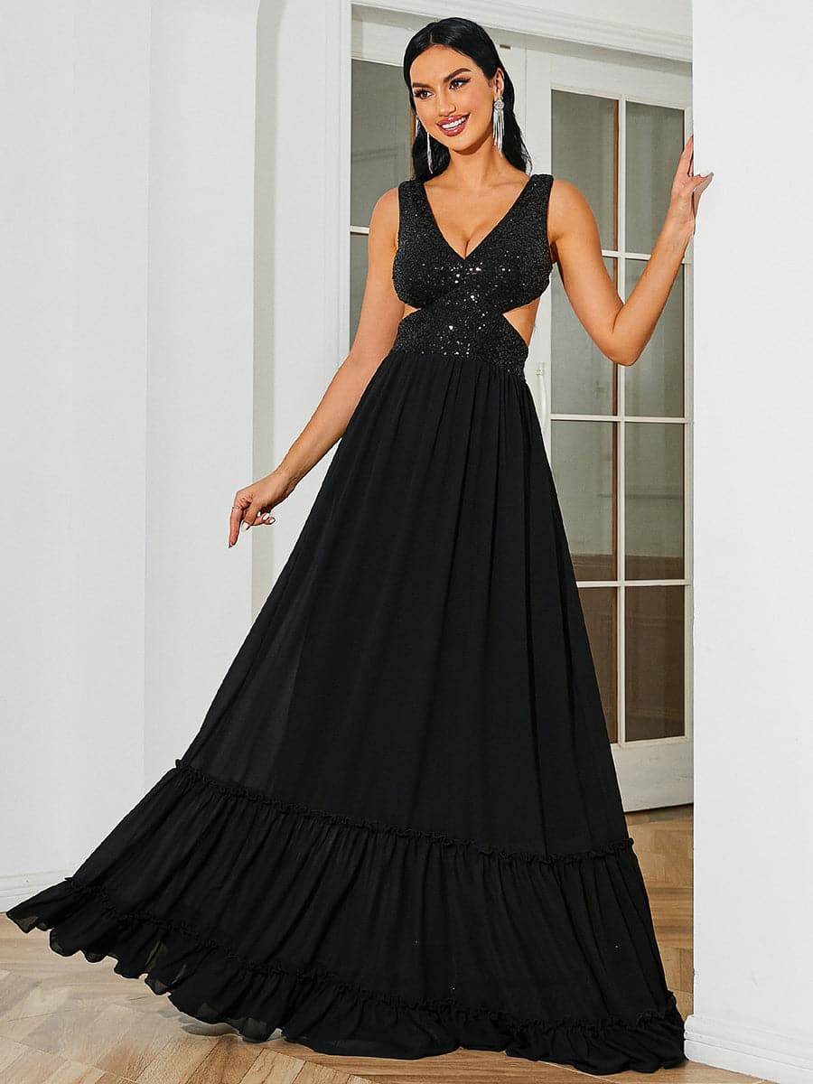 V-Neck Cut Out Evening Dress RH30522