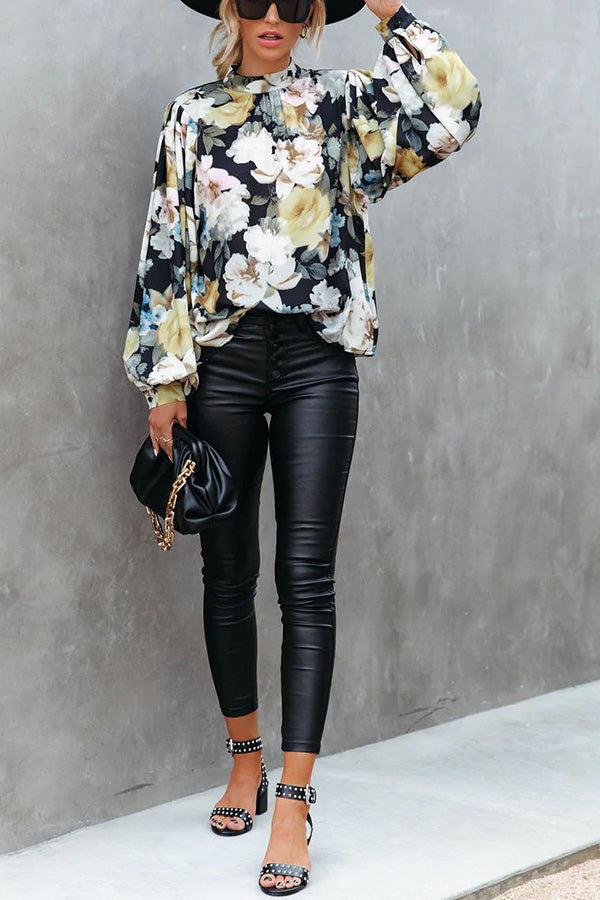 Find Your Peace Floral Gathered Sleeves Blouse