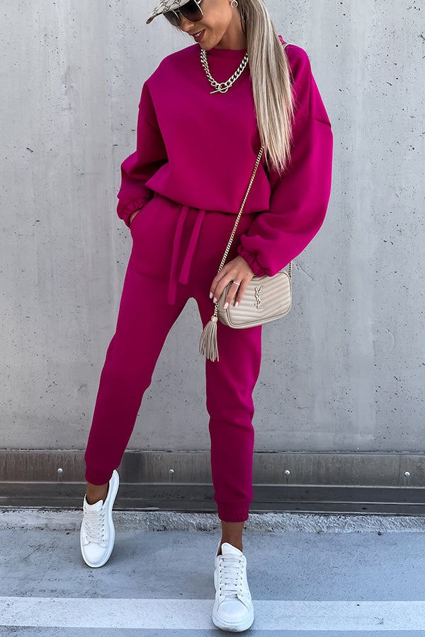 Worth It Sporty Style Solid Color Pants Suit