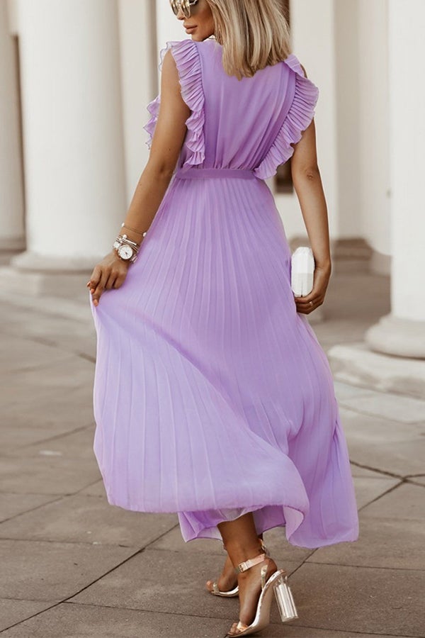 Lost Soul V Neck Pleated Maxi Dress