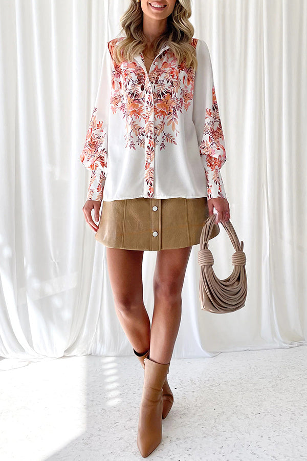 Autumn Off The Look Floral Print Single Breasted Blouse