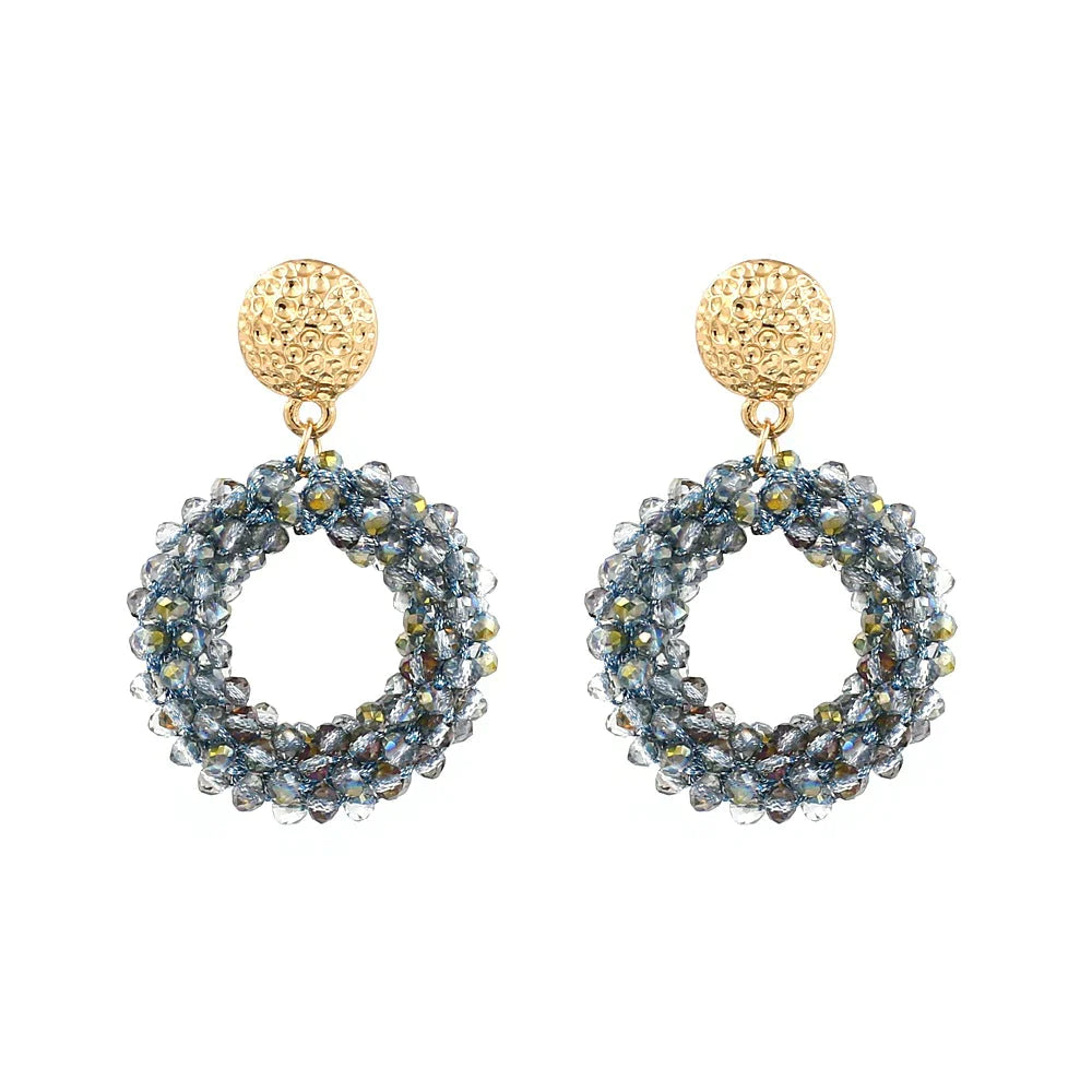 Hand-woven crystal stud earrings