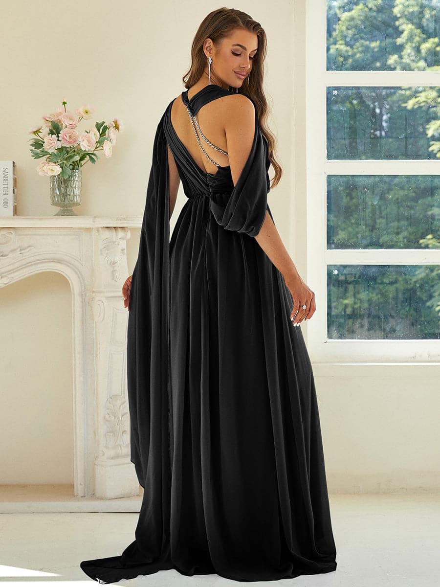 One-shoulder Cutout Chiffon Dress XJ2887