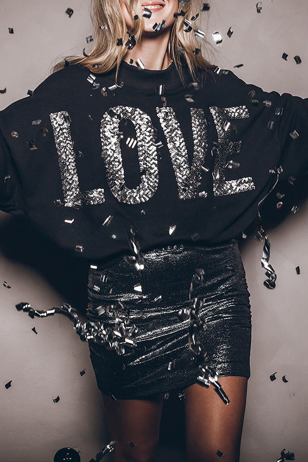 Lots of Love for You Sequin Loose Pullover Top