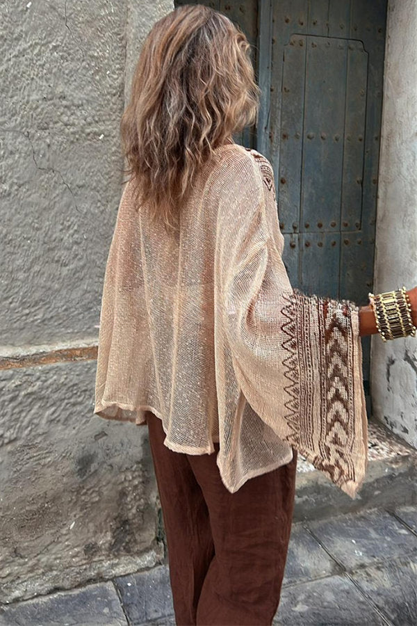 Simply Satisfied Knit Ethnic Pattern Kimono Cardigan