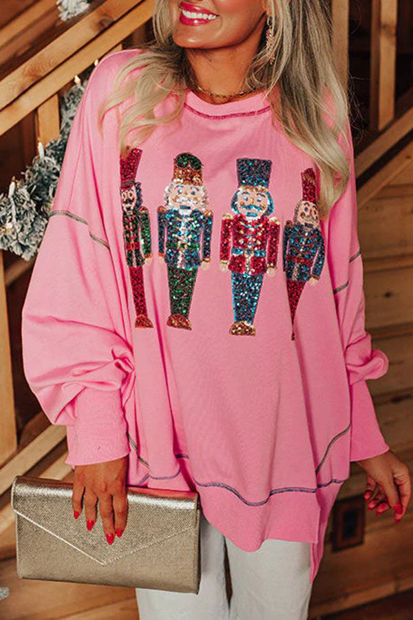 Adorable Nutcracker March Sequin Pullover Sweatshirt