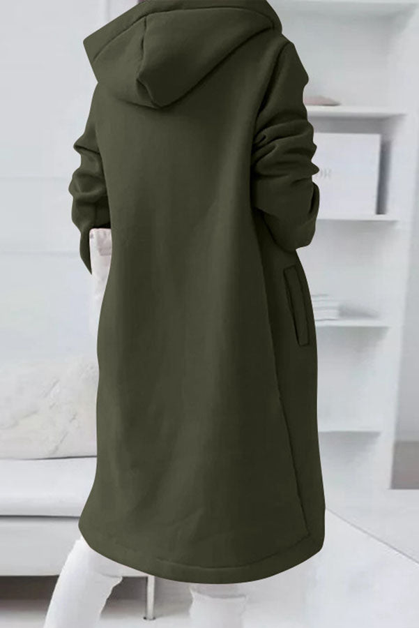 Juliana Solid Color Zip Up Hooded Coat