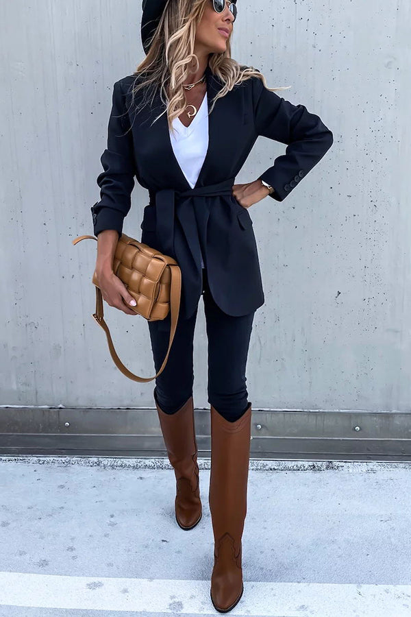 Looking At London Belted Casual Boyfriend Blazer