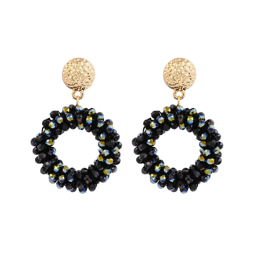 Hand-woven crystal stud earrings