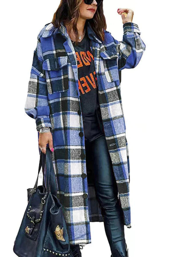 Women's Plaid Trench Coat