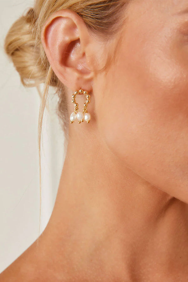 RHEA BEADED PEARL STUDS