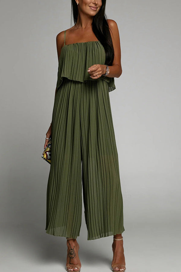 Sunday Morning Pleated Suspender Jumpsuit