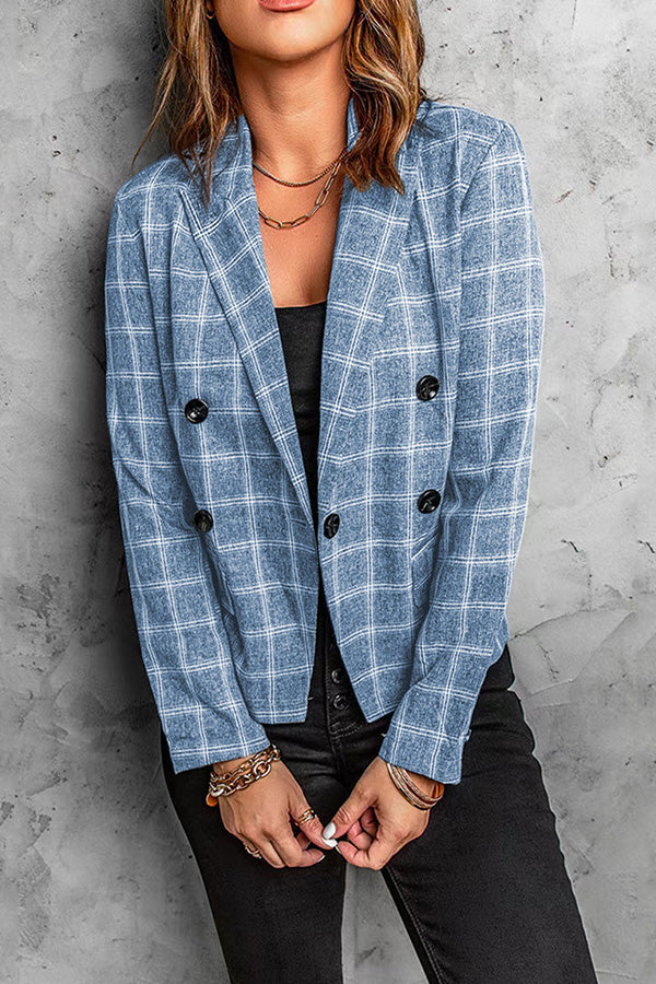 New plaid printed button casual blazer