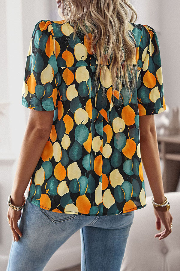 Good for Me Printed Short Sleeve Relaxed Top