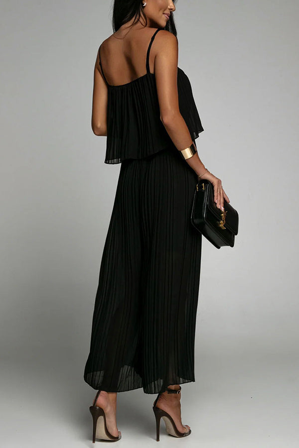 Sunday Morning Pleated Suspender Jumpsuit