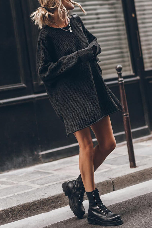 Cup of Cozy Knit Oversized Slit Side Sweater