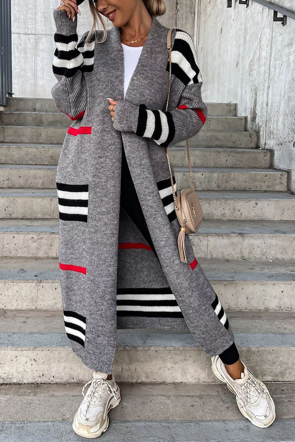 Miracles of Cozy Striped Midi Cardigan