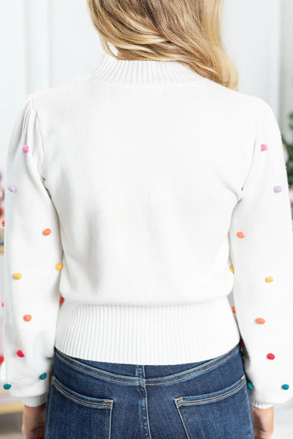 Karla Colorful Thread Ball Patchwork Crew Neck Pullover Sweater