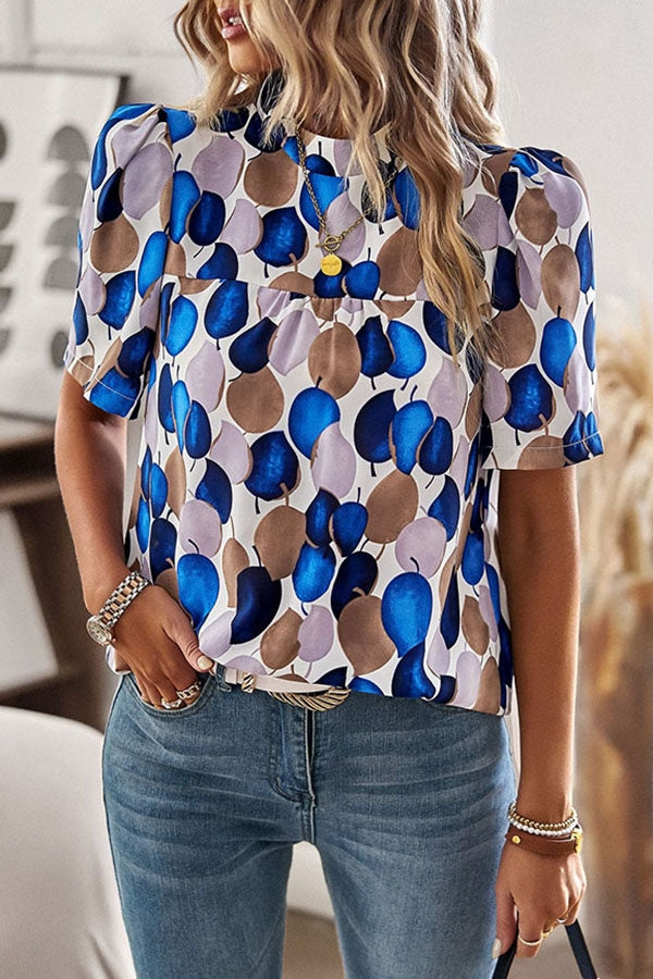 Good for Me Printed Short Sleeve Relaxed Top