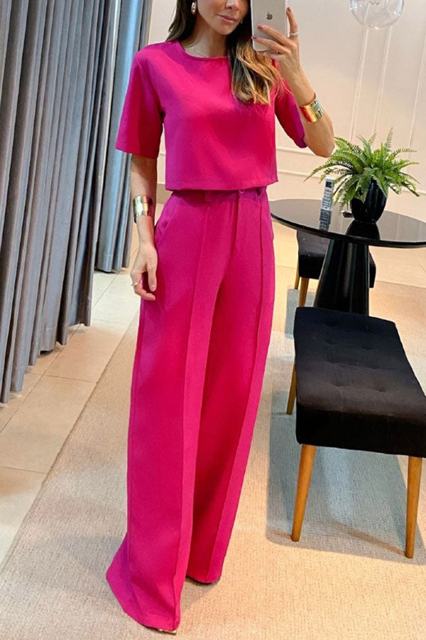 Confident Energy Sculpt Crop Top Wide Leg Pants Suit