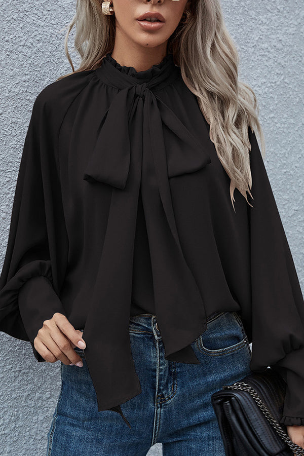 Not Ready for It Tie Neck Blouse