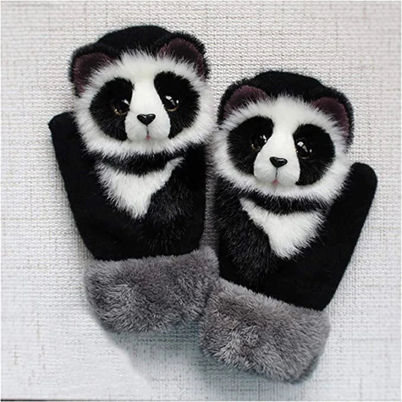 Cartoon plush knitted warm Christmas gloves