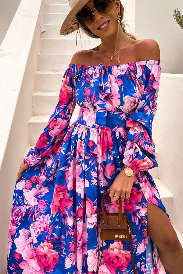 Our Love Connection Tropical Off Shoulder Maxi Dress