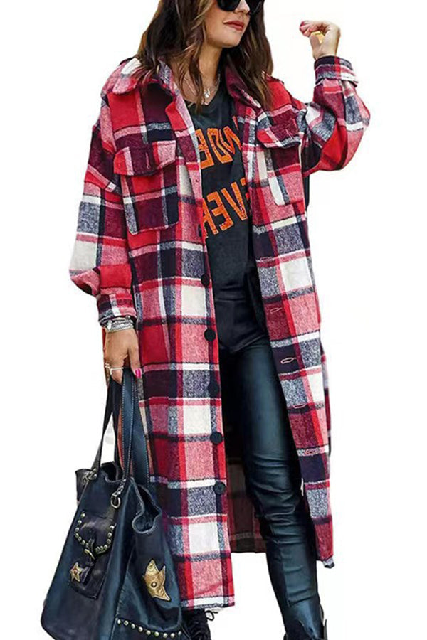 Women's Plaid Trench Coat