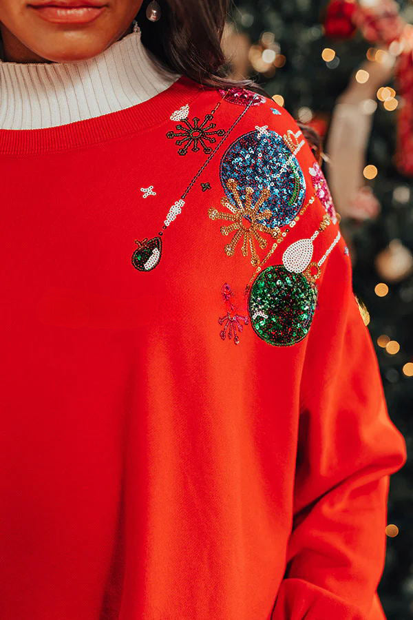 Jingle Bells Sequined Long Sleeved Pullover Sweatshirt