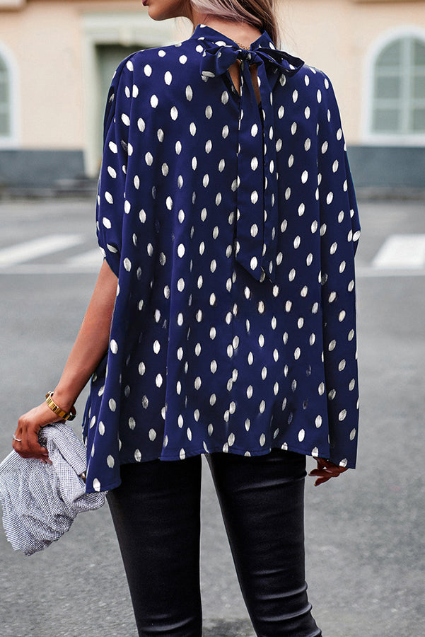 Eliana Polka Dot Print Dolman Sleeve Loose Blouse