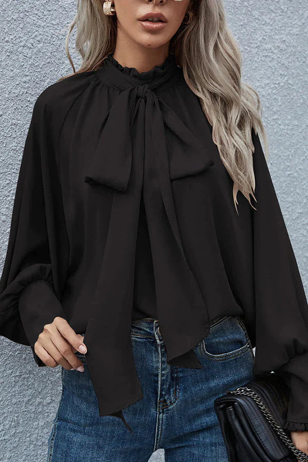 Not Ready for It Tie Neck Blouse