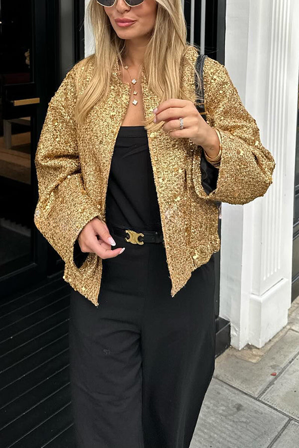 Golden Times Sequin Pocket Relaxed Jacket