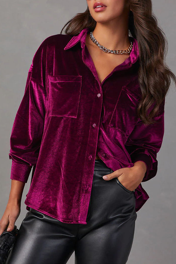 Buase Surprising Pocket Button Velvet Shirt