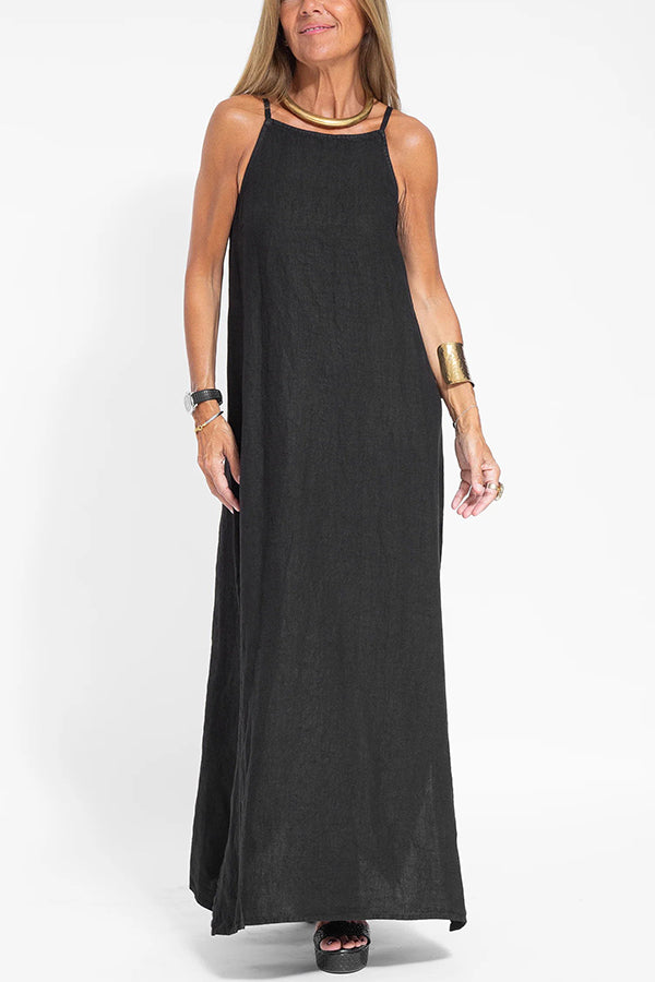 Less Is More Linen Blend Cami Slit Maxi Dress