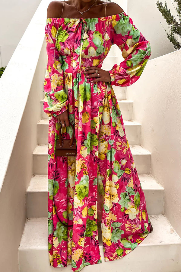 Our Love Connection Tropical Off Shoulder Maxi Dress