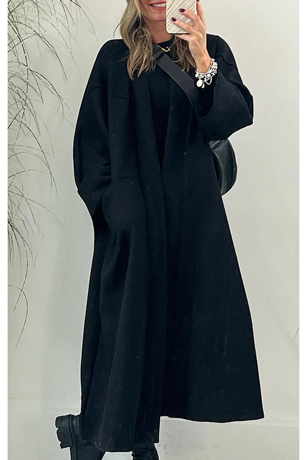 When The Snow Turn Pocket Oversized Duster Coat