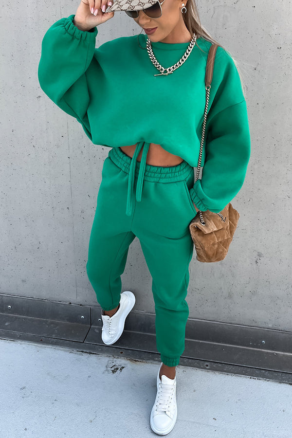 Worth It Sporty Style Solid Color Pants Suit